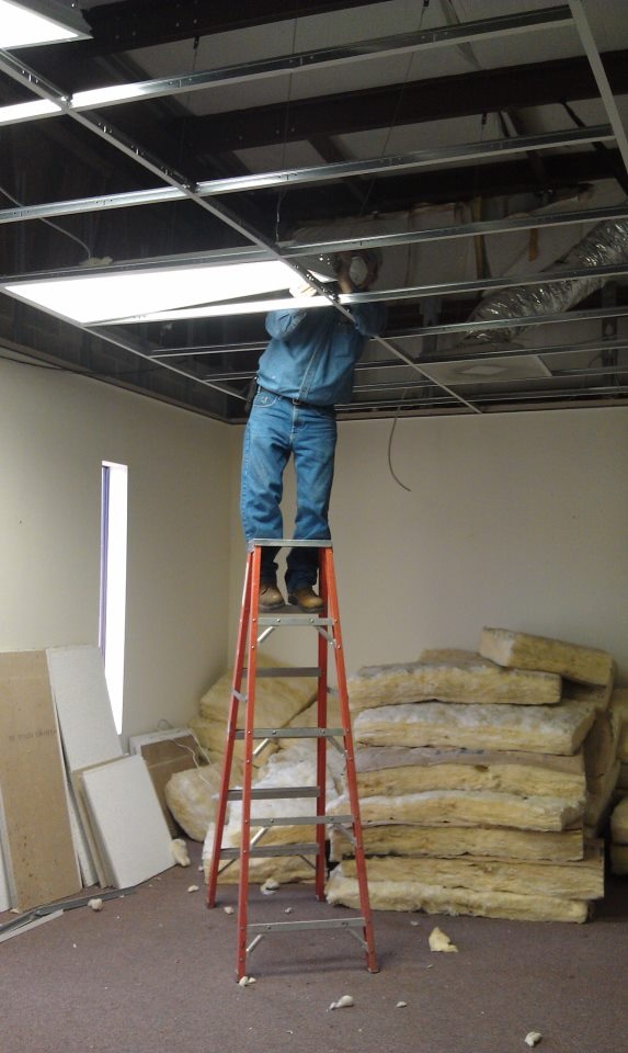 <b>Ceiling demo in office area.</b>